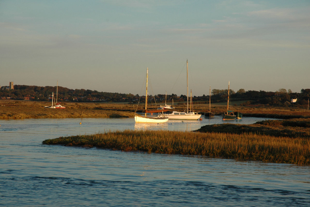 Morston Creek with Blakeney church in the backgound
